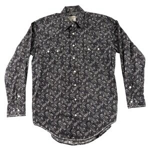 Panhandle Rough Stock Shirt Mens S Black Paisley Western Snap Long Sleeve